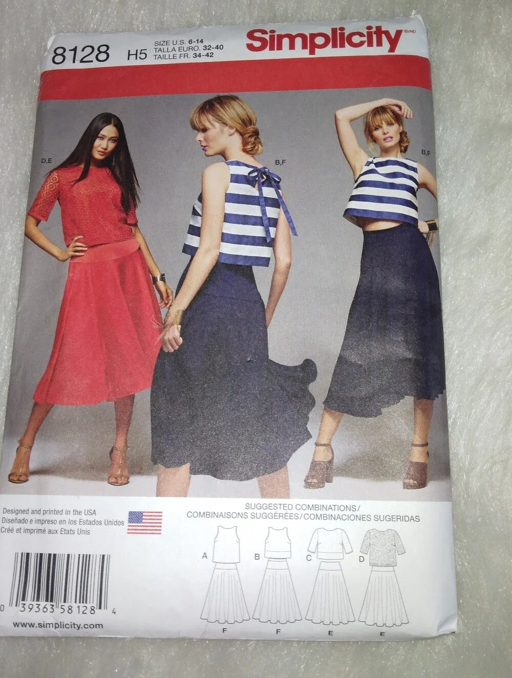 SIMPLICITY 8128 Sz 6-14 Misses Top In 4 Variations And Skirt